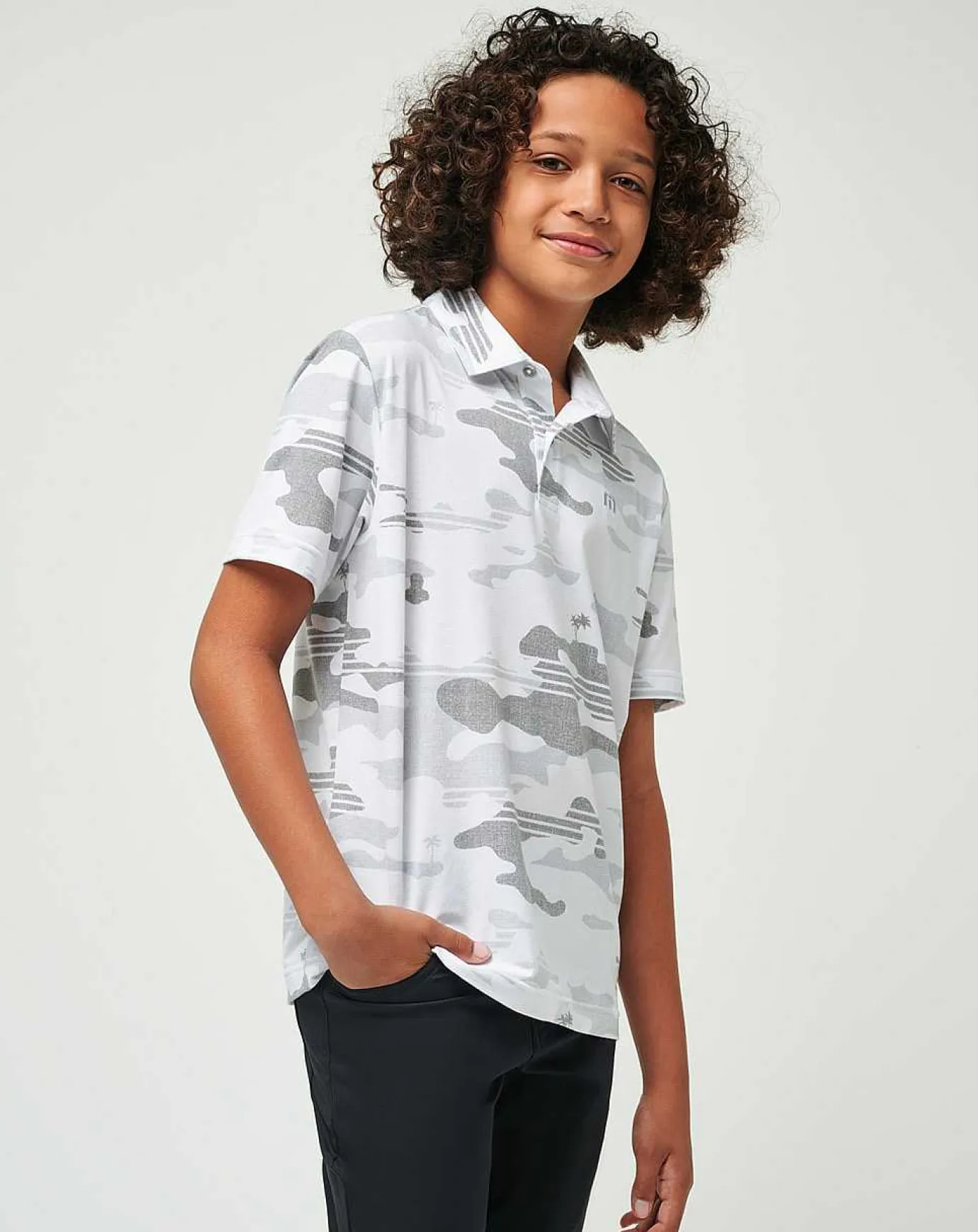 TravisMathew Heater Camo Youth Polo> Youth Tops
