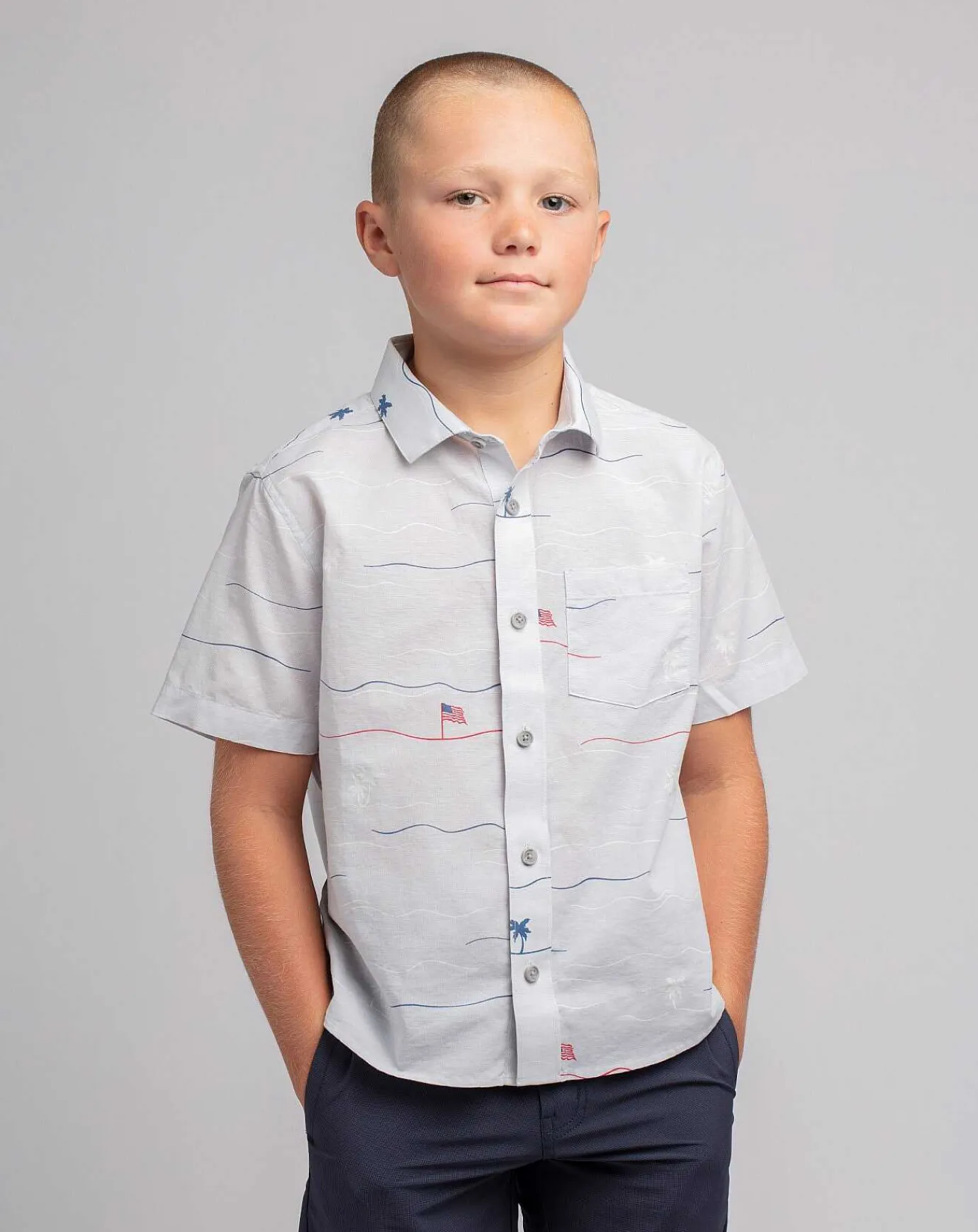 TravisMathew Star Spangled Banner Youth Button-Up> Youth Tops