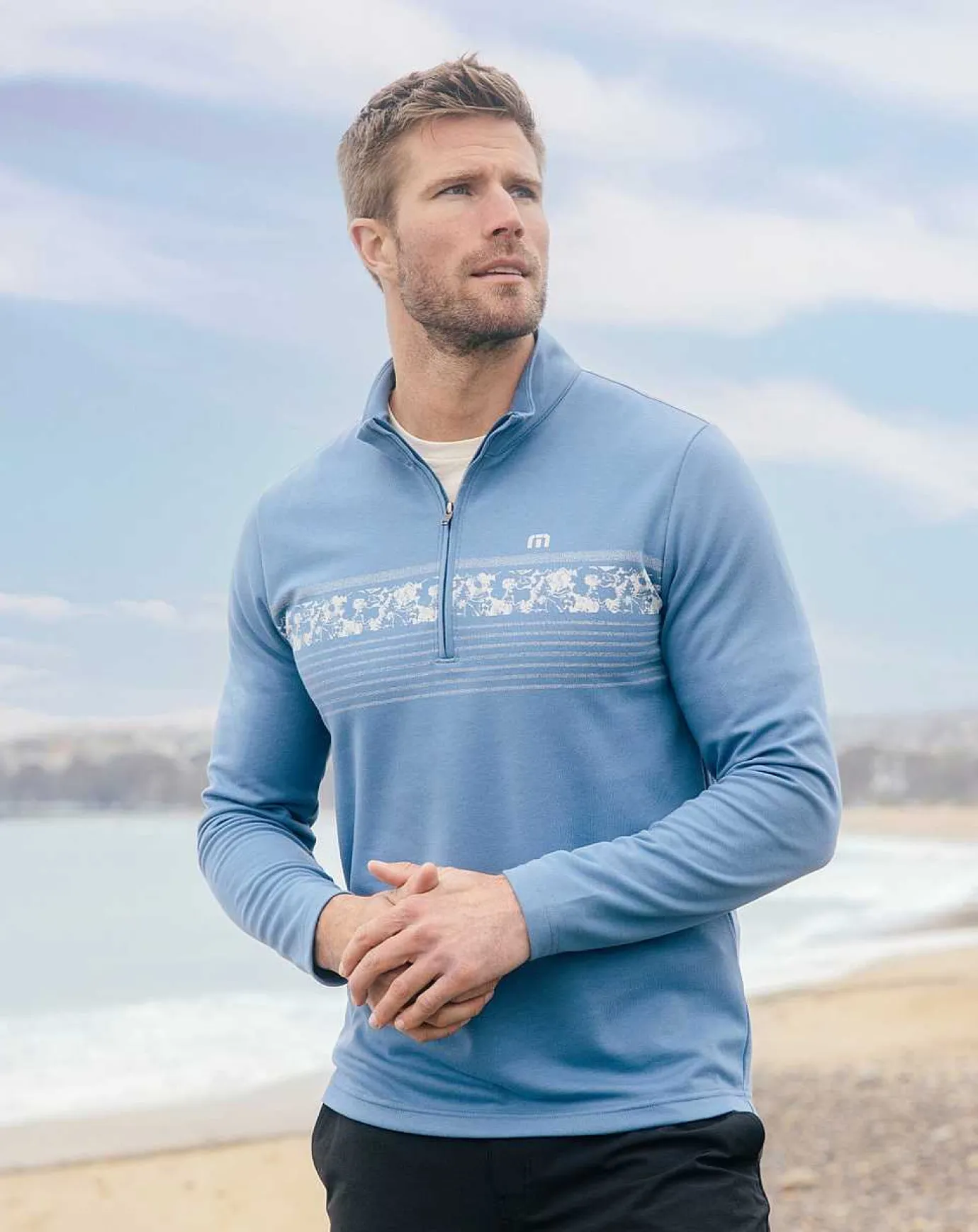 TravisMathew Upgraded Striped Quarter Zip> Quarter Zips